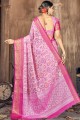 tissage coton et soie sari sud indien rose avec chemisier