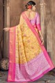 tissage de sari du sud de l'Inde en coton et soie jaune