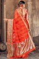 tissage sari en coton et soie orange