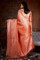 saris orange soie brute en tissage