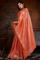 saris orange soie brute en tissage