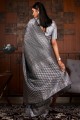 saris de tissage gris en soie brute