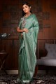 tissage de saris en soie brute verte