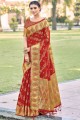 zari organza sari rouge avec chemisier
