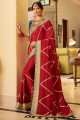 saris en crêpe rouge et soie avec dentelle