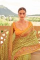 saris du sud de l’Inde en soie patola verte avec zari, tissage, impression numérique