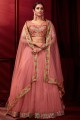 Net and satin Party Lehenga Choli with Embroidered in Light pink