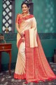 rouge, crème tissage saris de soie