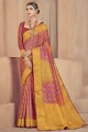 sari in pink patola silk with sequins