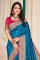 saris de tissage bleu sarcelle foncé en soie d’art