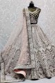 Mahendi Velvet Mariage Lehenga Choli avec miroir à la main, fil, broderie Dori, travail de diamant