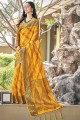 Wevon Rich Designer Pallu Organza Saree à Yellowwith Blouse