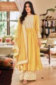 Muly Muly Broderie Travaux Faux Georgette Palazzo Salwar Kameez