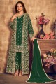 Fil de concepteur net, séquence Broderie Travaux Vert Salwar Kameez avec foulard net
