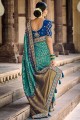 Blue Dola Silk Sud Saree Indien Sud avec tisser riche Pallu, bordure de broderie lourde, Blouse Travail