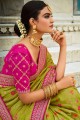 Saree indien sud vert avec tisserie riche pallu, bordure de broderie lourd, chemisier travail Dola Silk