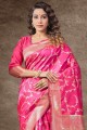 Lichi Silk Sud Saree Indien Saree en rose avec Wevon Self Designer