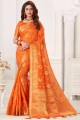 Soft Silk Wevon Designer Rich Pallu Orange Sud Saree indien sud avec chemisier