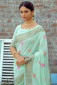 Green Handloom Linge Heavy Wevon Meenakari Designer Saree avec chemisier