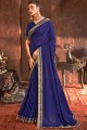 Blue Sarovski Butta Designer Saree à Vichitra Silk