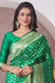 Saree South Indian Saree à Rama Lichi Silk avec Wevon Self Jari Designer