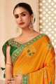 Yellow saree in Heavy Butta Embroidery,Stone Work P.C.Vichitra Silk