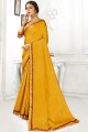 Swarovski Butta Designer Vichitra Silk Saree en jaune