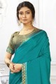 Saree Silk Vichitra avec Swarovski Butta Designer en bleu