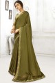 Swarovski Butta Designer Vichitra Silk Vert Blouse Saree