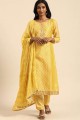 Salwar Kamezez en chanderi jaune modal avec GOTA TRAVAIL