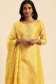 Salwar Kamezez en chanderi jaune modal avec GOTA TRAVAIL