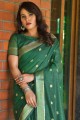 Resham Wevon Designer saree in Green Sambalpuri Cotton