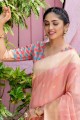 Tussar Silk South indian saree with Wevon Multy Color Pallu Designer in Pink