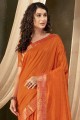 Orange Sarovski Butta Designer Vichitra Silk Saree