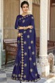 Saree bleu avec concepteur Jari Broderie Broderie Vichitra Silk