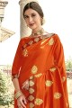 Travaux de broderie Jari Designer Vichitra Silk Orange Blouse Saree