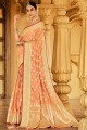 Tissage designer Saree Saree à Peach Silk
