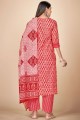 Rayon rouge imprimé Salwar Kameez avec écharpe de rayonne