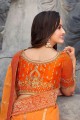 Organza Banarasi Silk Orange saree in Weaving Rich Pallu,Embroidery Work