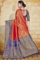 Heavy Tisser designer Travail Art Silk Sud Indian Saree dans Red with Blouse