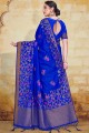Blue Art Silk Heavy Tisser Tisser Designer Travail Sud Indian Saree avec chemisier
