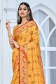 Cotton Handloom saree with Designer Weaving Jari Work in Yellow