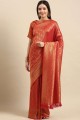 Saree de Silk Jacquard Silk Jacquard dans Redwith Blouse