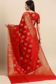 Saree Jacquard Saree de créateur en soie rouge