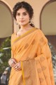 tissage sari en coton orange