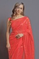 georgette sari avec brodé en gajari