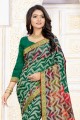 sari en soie d'art vert avec impression numérique