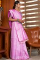 sari du sud de l'inde en soie avec tissage violet