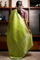 tissage de soie vert sud indien sari avec chemisier