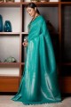tissage bleu soie sari du sud de l'inde